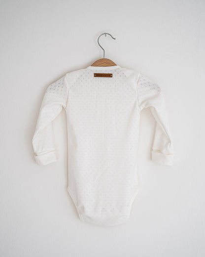 Baby bodysuit adjustable fit, organic cotton pointelle